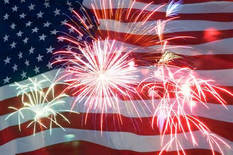 american flag with fireworks
