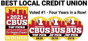 CBUS Top Picks Best Local Credit Union. Voted #1- Four Years in a Row logo