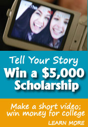 girls on a camera in scholarship flyer