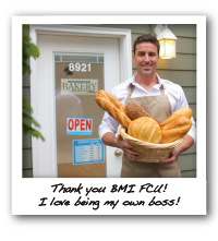 bakery owner with basket of several breads