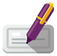 cartoon check and pen