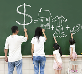 family drawing on a chalk board