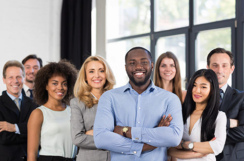 group of professionals smiling