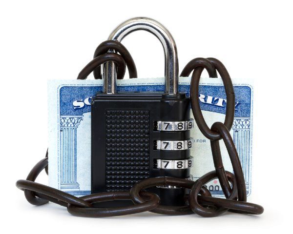 lock and chain with social security card