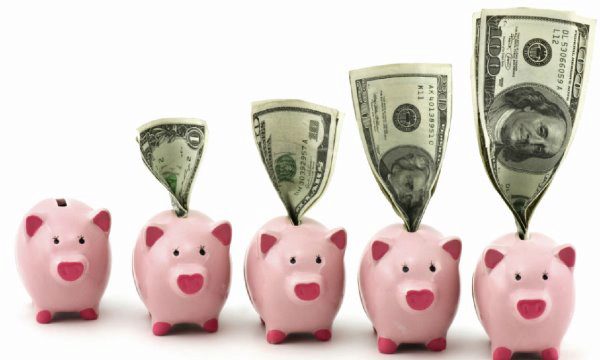 piggy bank and money