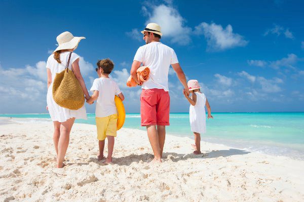 family at beach