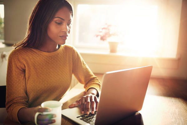 female at computer