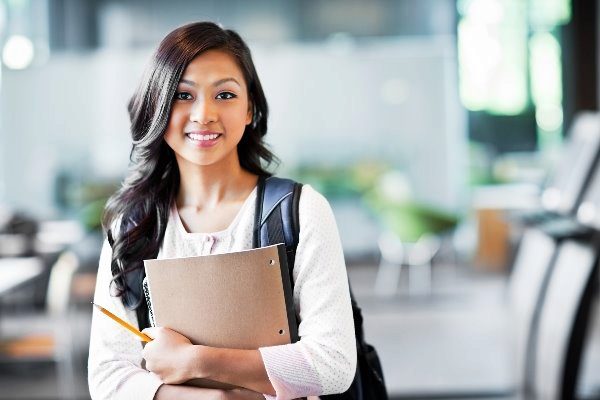 college girl with books