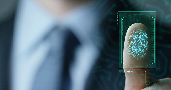 thumb print and digital screen