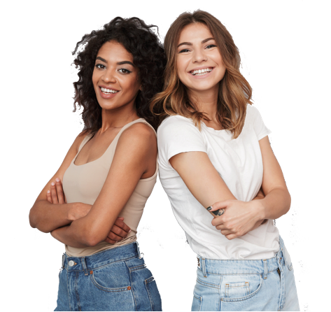 two girls smiling